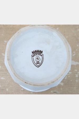 Franse vintage confiturepot (Revol) met verzilverde lepel