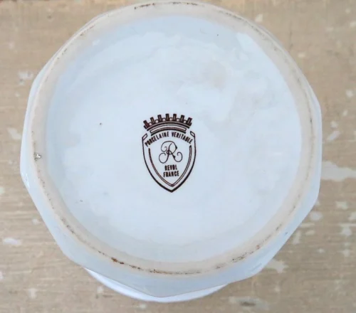 Franse vintage confiturepot (Revol) met verzilverde lepel
