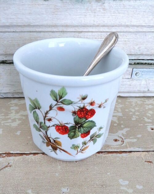 Franse vintage confiturepot (Revol) met verzilverde lepel