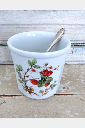 Franse vintage confiturepot (Revol) met verzilverde lepel