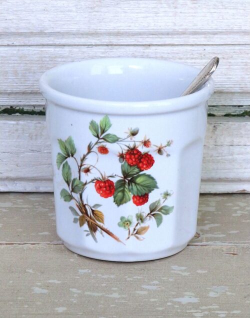 Franse vintage confiturepot (Revol) met verzilverde lepel