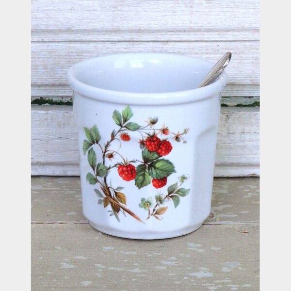 Franse vintage confiturepot (Revol) met verzilverde lepel