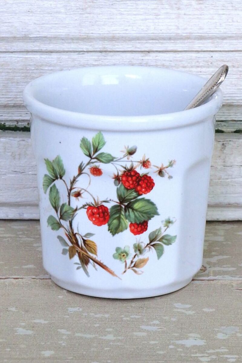 Franse vintage confiturepot (Revol) met verzilverde lepel