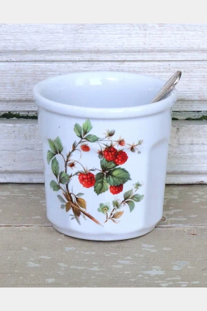 Franse vintage confiturepot (Revol) met verzilverde lepel