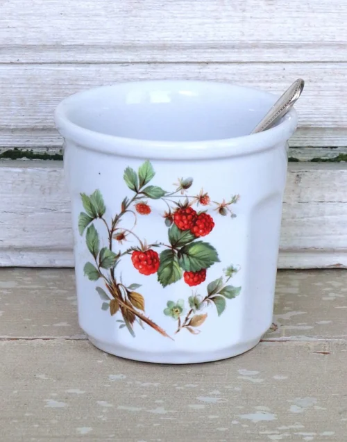 Franse vintage confiturepot (Revol) met verzilverde lepel