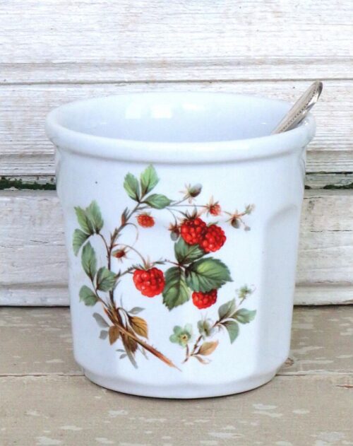 Franse vintage confiturepot (Revol) met verzilverde lepel