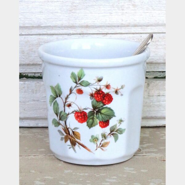 Franse vintage confiturepot (Revol) met verzilverde lepel