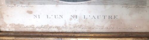Antieke Franse gravure "NI L'UN NI L'AUTRE"