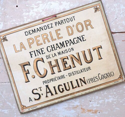 Frans oud reclamebord -  Champagne " La  Perle d'Or  F. Chenut"