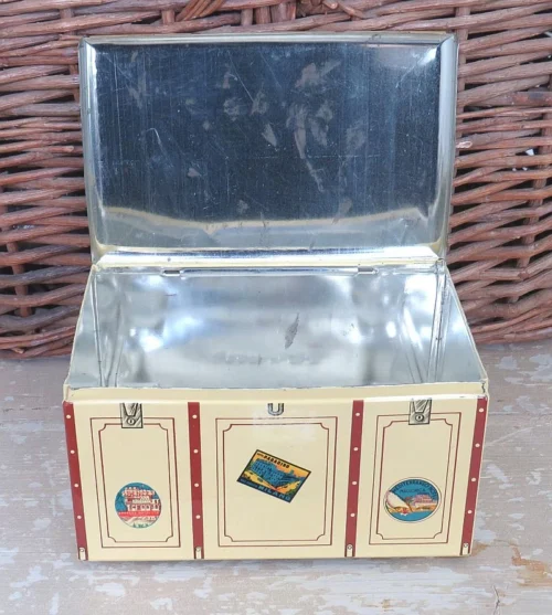 Oud chocoladeblik Côte d'Or "Reiskoffer"