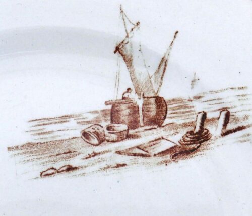 Antiek Frans bord Terre de Fer "Marine"1
