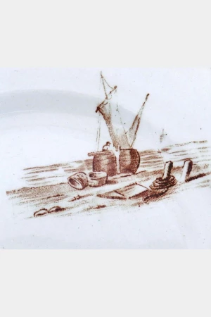 Antiek Frans bord Terre de Fer "Marine"1