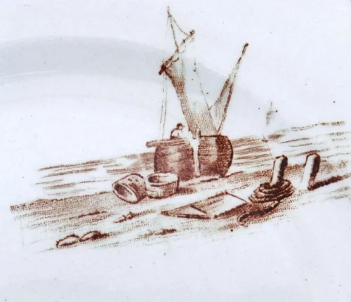 Antiek Frans bord Terre de Fer "Marine"1