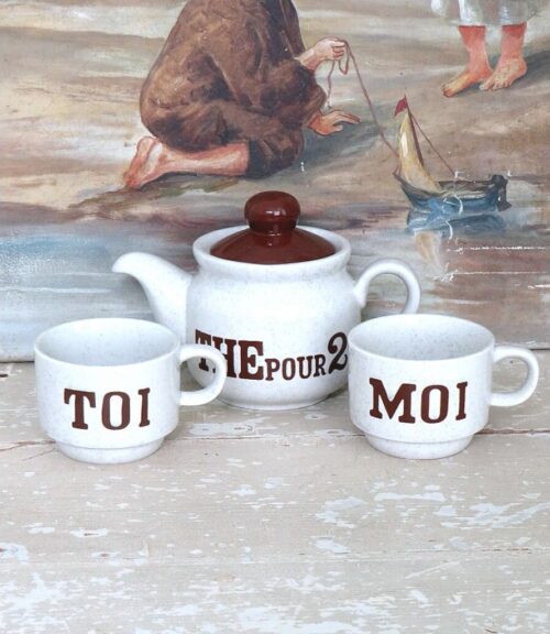 Franse vintage theeset “The pour 2 / Toi & Moi