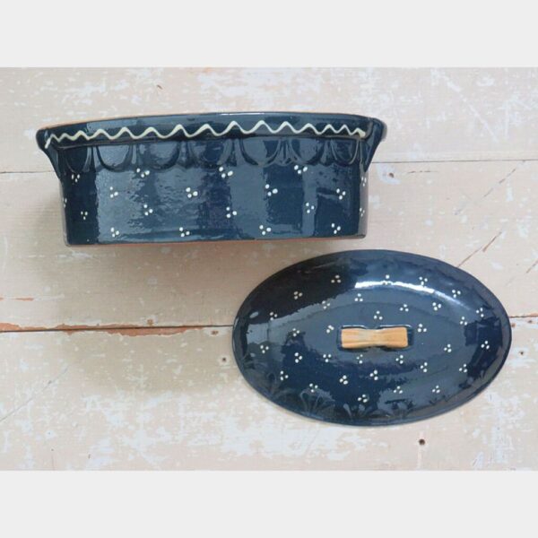 Franse vintage ovenschaal -  Elzas blauw/ wit