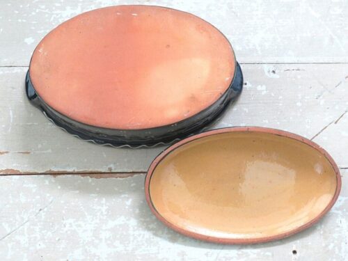 Franse vintage ovenschaal -  Elzas blauw/ wit