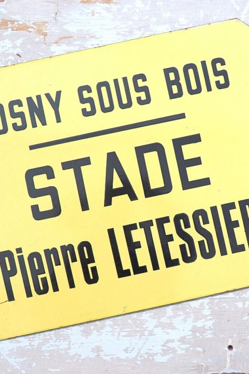 Oud emaille busbord Parijs naar Rosny sous Bois "Stade Pierre Letessier"