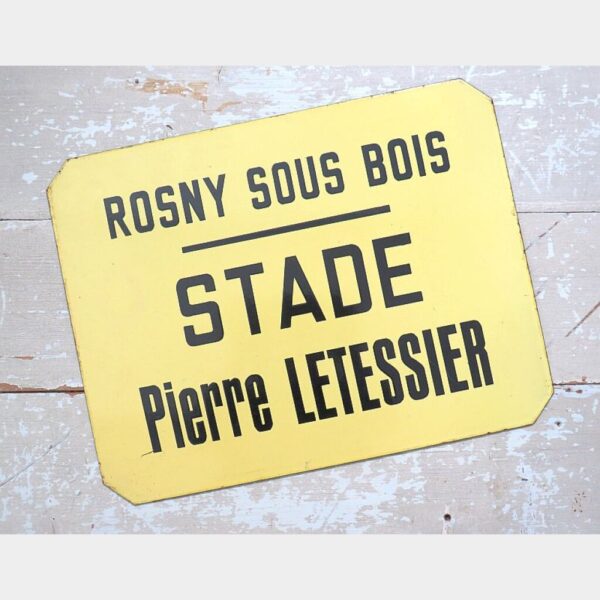 Oud emaille busbord Parijs naar  Rosny sous Bois "Stade Pierre Letessier"