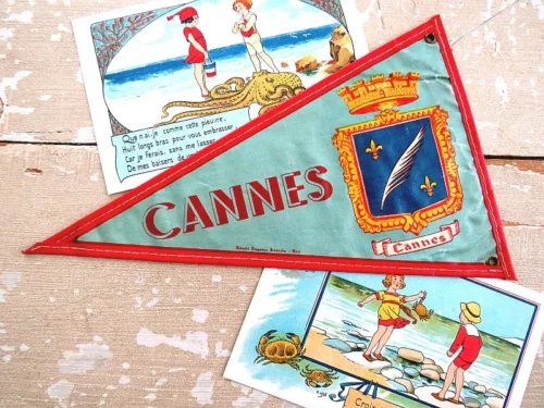 Frans Souvenir - vlaggetje Cannes, jaren 50