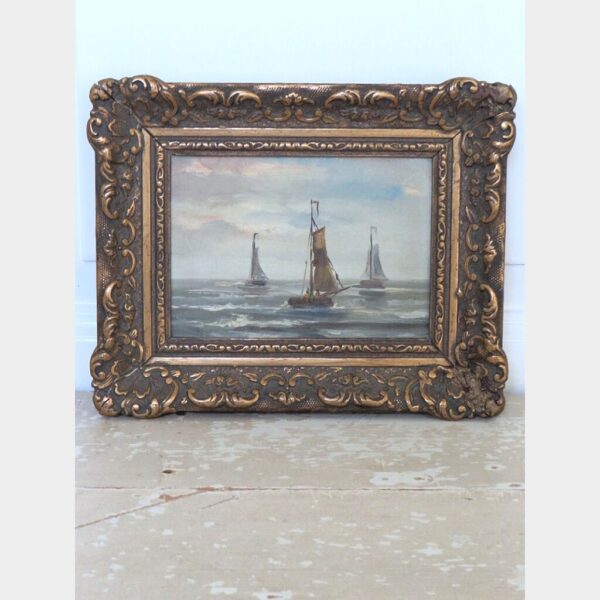Oud schilderij "Zeilboten"