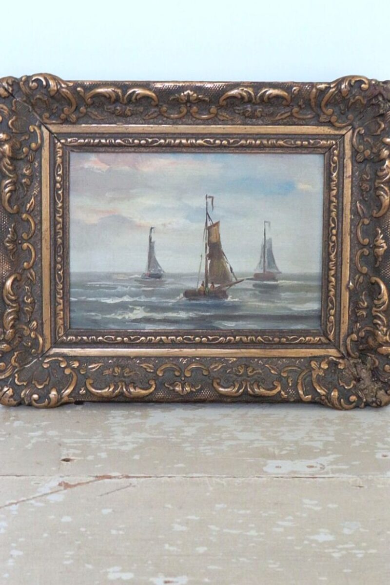 Oud schilderij "Zeilboten"