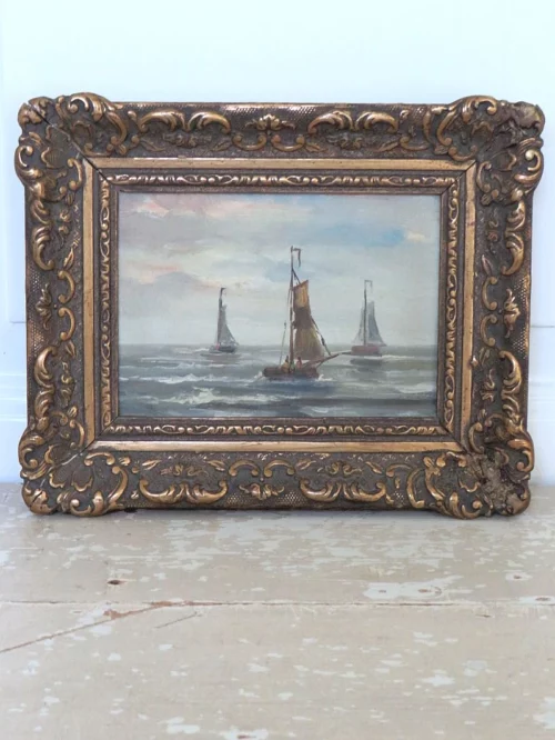 Oud schilderij "Zeilboten"