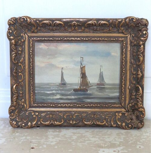 Oud schilderij "Zeilboten"