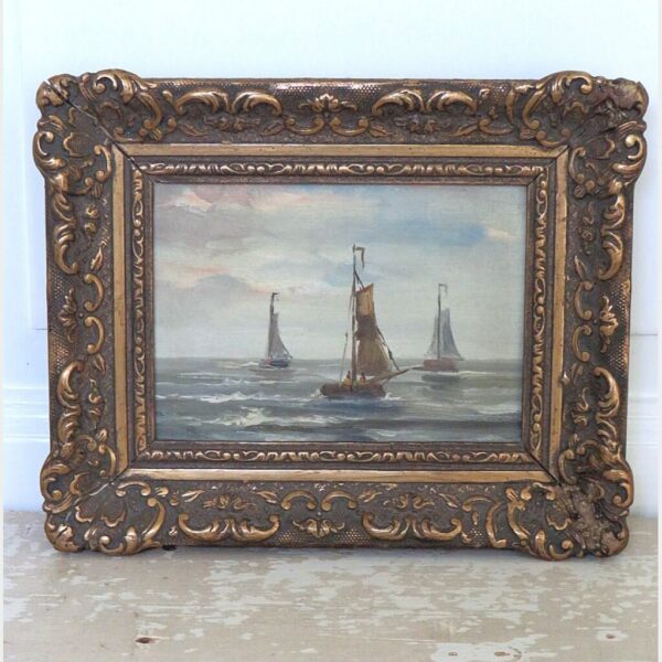 Oud schilderij "Zeilboten"