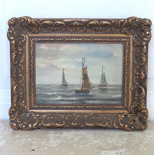 Oud schilderij "Zeilboten"