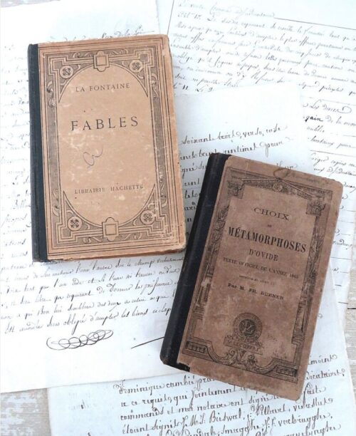 2 Antieke Franse boekjes "Fables La Fontaine & Choix de Métamorphoses d'Ovide1896"