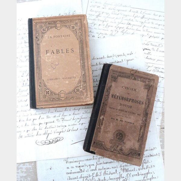 2 Antieke Franse boekjes "Fables La Fontaine & Choix de Métamorphoses d'Ovide1896"