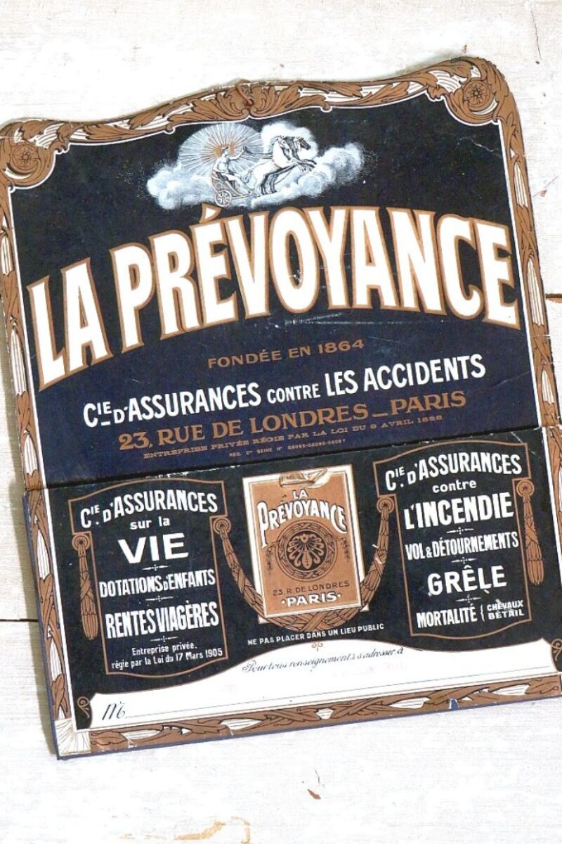 Franse antieke reclameplaat “La Prévoyance” Paris