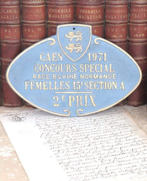 Frans metalen prijzenbordje/ plaquette " Caen 1971 - Concours Special"