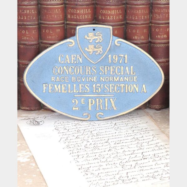 Frans metalen prijzenbordje/ plaquette " Caen 1971 - Concours Special"