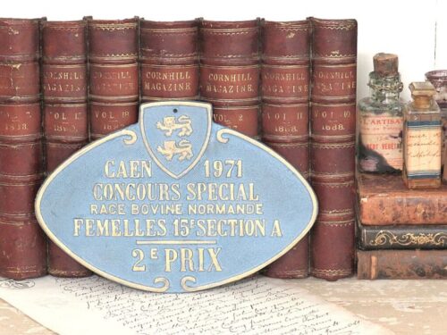 Frans metalen prijzenbordje/ plaquette " Caen 1971 - Concours Special"