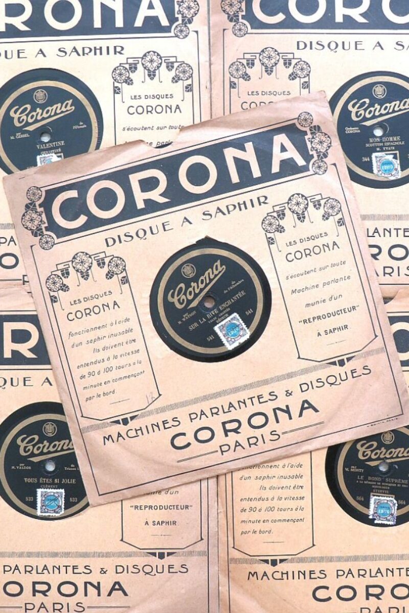 Oude Franse grammofoonplaat Corona Paris