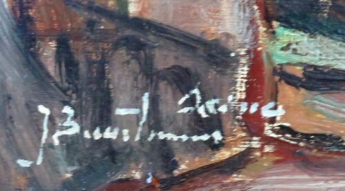 Oud Frans schilderij "Pont Neuf - Parijs"
