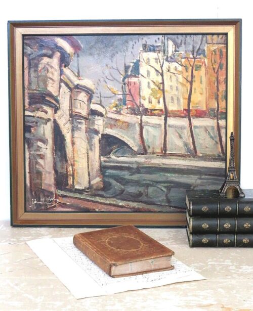 Oud Frans schilderij "Pont Neuf - Parijs"