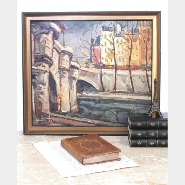 Oud Frans schilderij "Pont Neuf - Parijs"