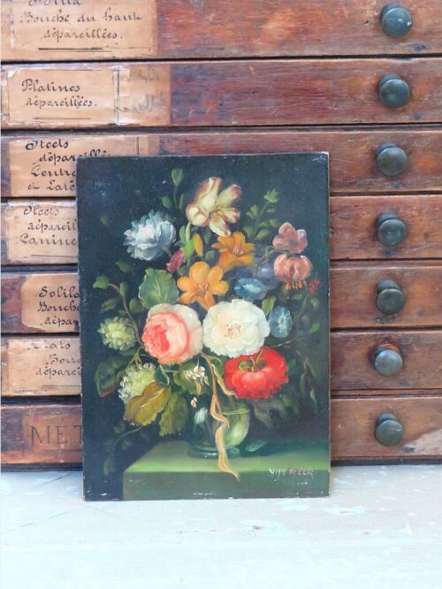 Schilderijtje " Vaas met bloemen"