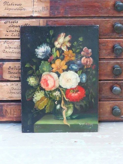 Schilderijtje " Vaas met bloemen"