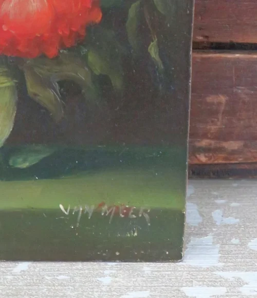 Schilderijtje " Vaas met bloemen"