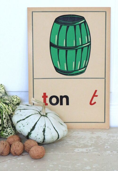 Oude schoolplaat / taalkaart “Ton”