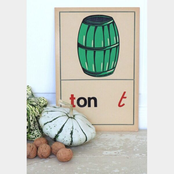 Oude schoolplaat / taalkaart “Ton”