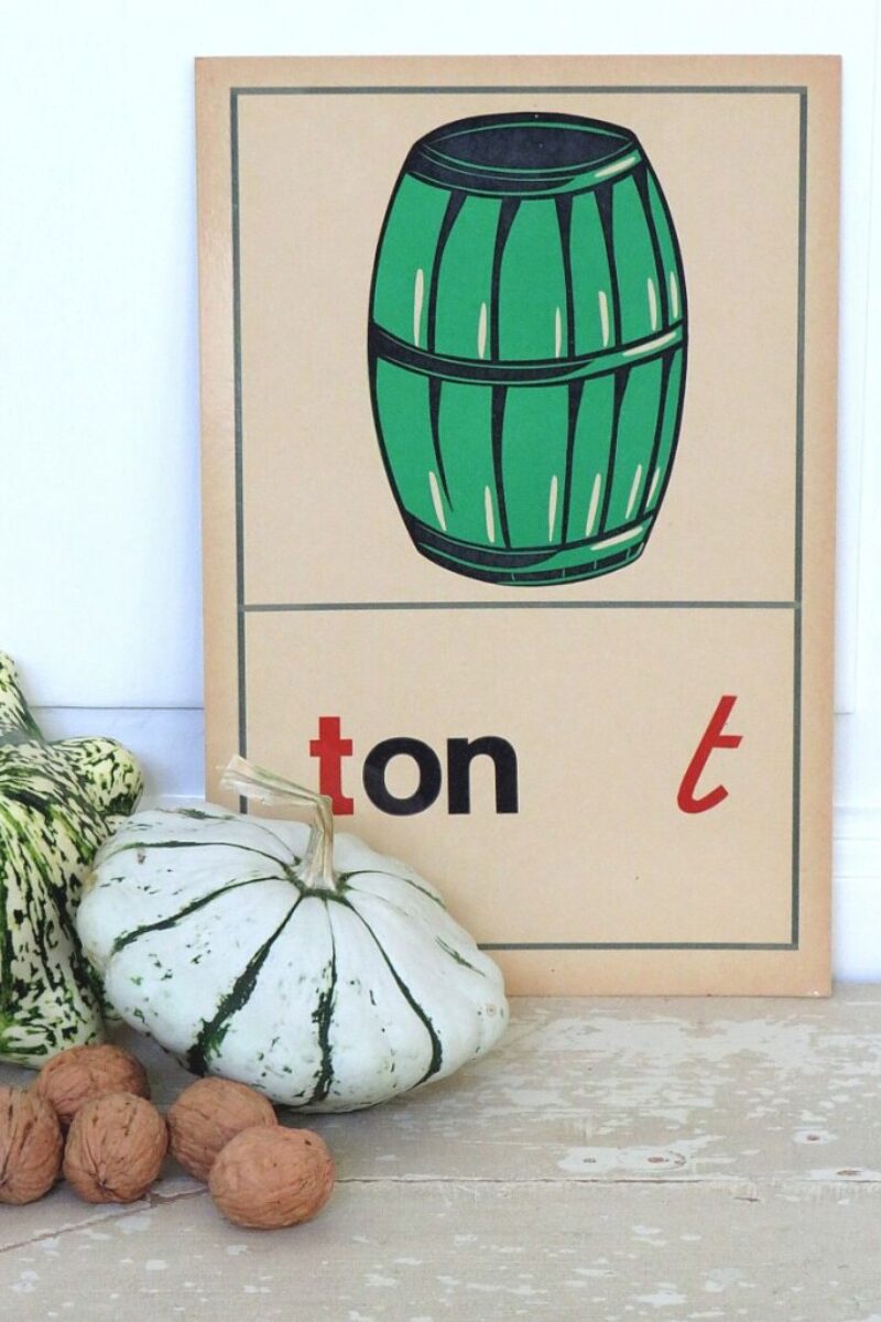Oude schoolplaat / taalkaart “Ton”