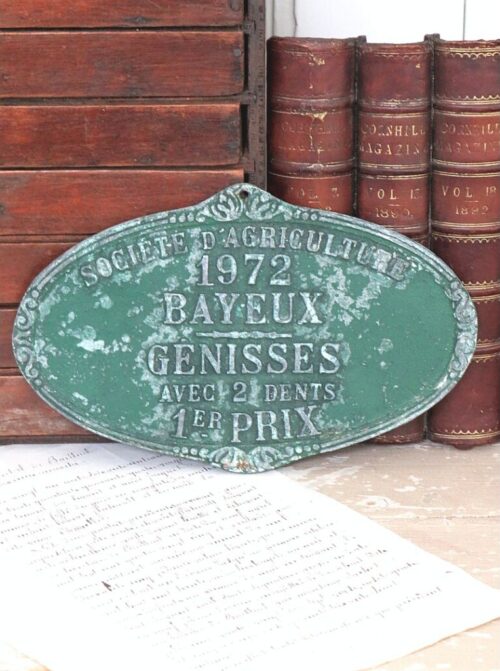Frans vintage prijzenbordje/ plaquette  "Bayeux 1972"