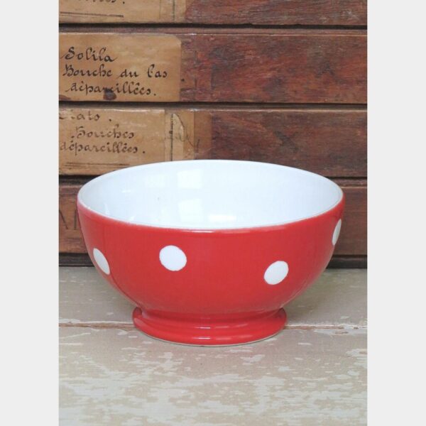 Franse spoelkom Longchamp "Rood met witte stippen"