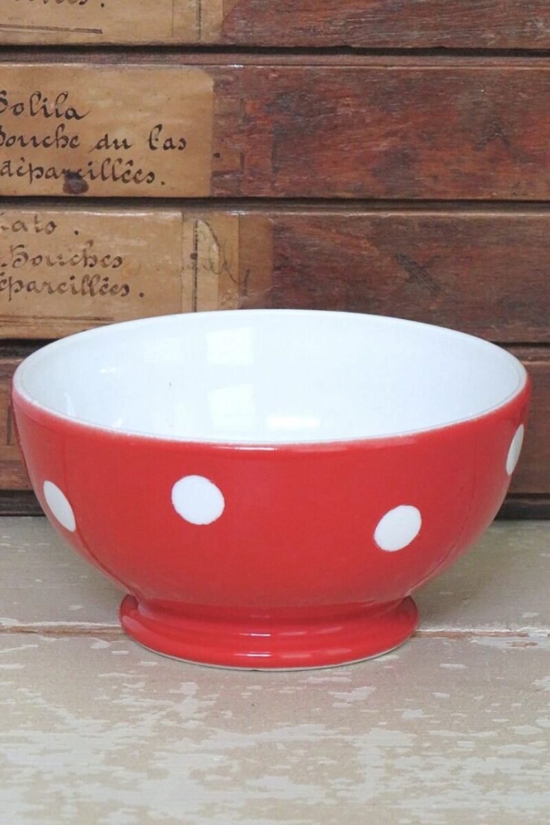 Franse spoelkom Longchamp "Rood met witte stippen"