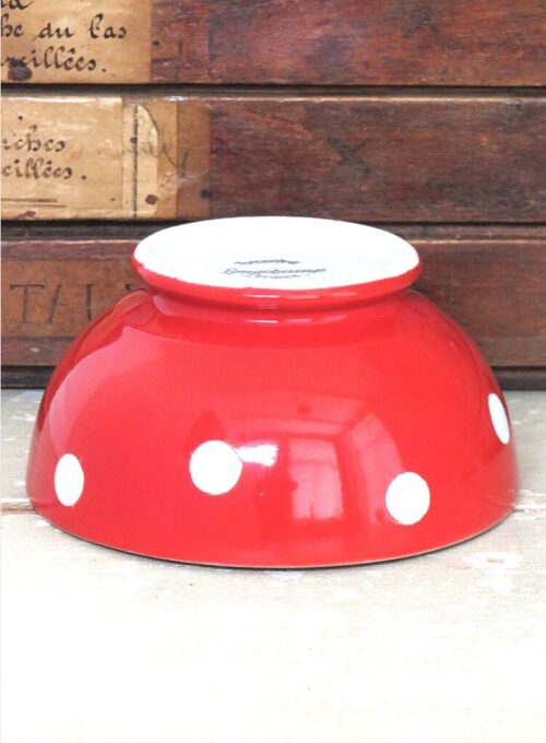 Franse spoelkom Longchamp "Rood met witte stippen"