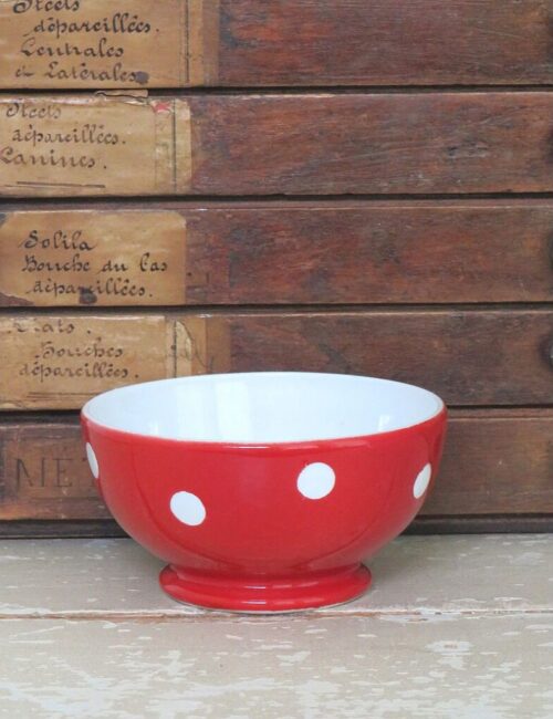 Franse spoelkom Longchamp "Rood met witte stippen"
